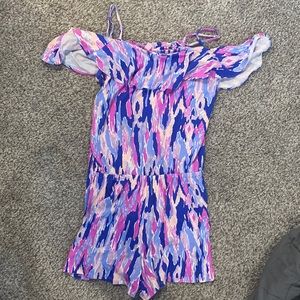 Lilly Pulitzer Cold Shoulder Ruffle Romper size M